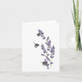 Cartão De Notas Abelhas na Placa de Nota de Flores de Lavanda