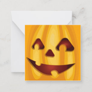 Cartão De Notas Abóbora esculpida sorrindo design de Halloween