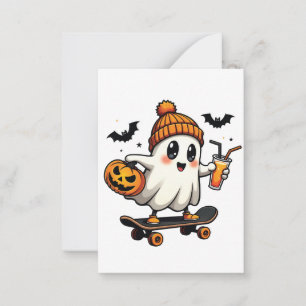 Cartão De Notas Abóbora Espantosa de Patinação no Halloween Temper