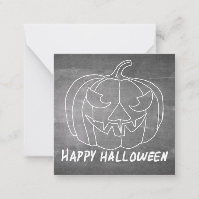 Cartão De Notas Abóbora para Halloween 3 visual de lousa (Frente)