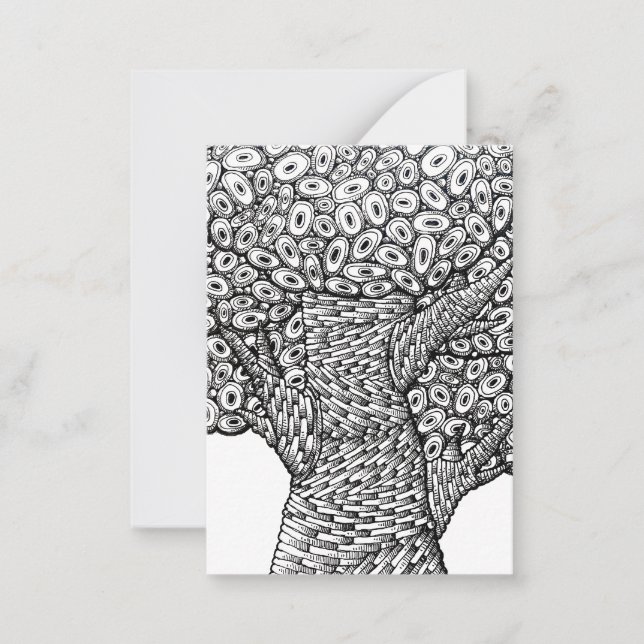 Cartão De Notas Abstract Tree Drawing Oval Shapes Design (Frente)