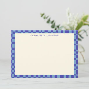 Cartão De Notas Abstrato Checkerboard Blue Personalization Station
