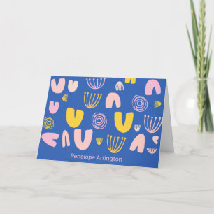 Cartão De Notas Abstrato Colagem de formas coloridas Design em azu