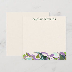 Cartão De Notas Abstrato Marble Art Purple Green Personalizado