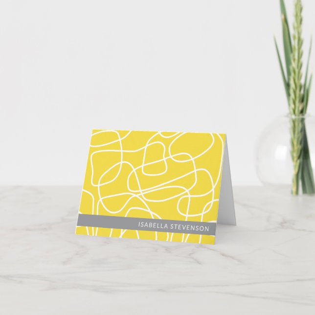 Cartão De Notas Abstrato Moderna Arte em Amarelo Personalizada (Frente)