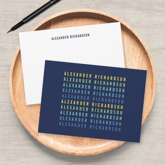 Cartão De Notas Add Your Name Fun Color Gradient (Criador carregado)