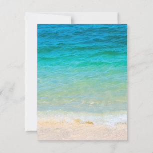 Cartão De Notas Adicione Seu Texto Azul Mar Ondas Praia Areia Bl