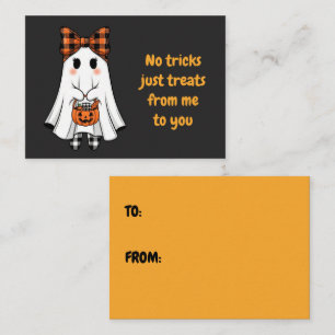 Cartão De Notas Adorable Fantasma Xadrez Laço Halloween Truque Tra