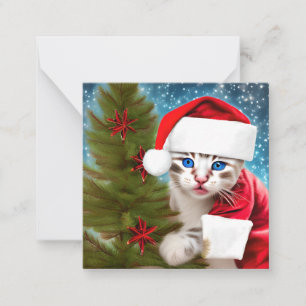 Cartão De Notas Adorável Kitten de Natal