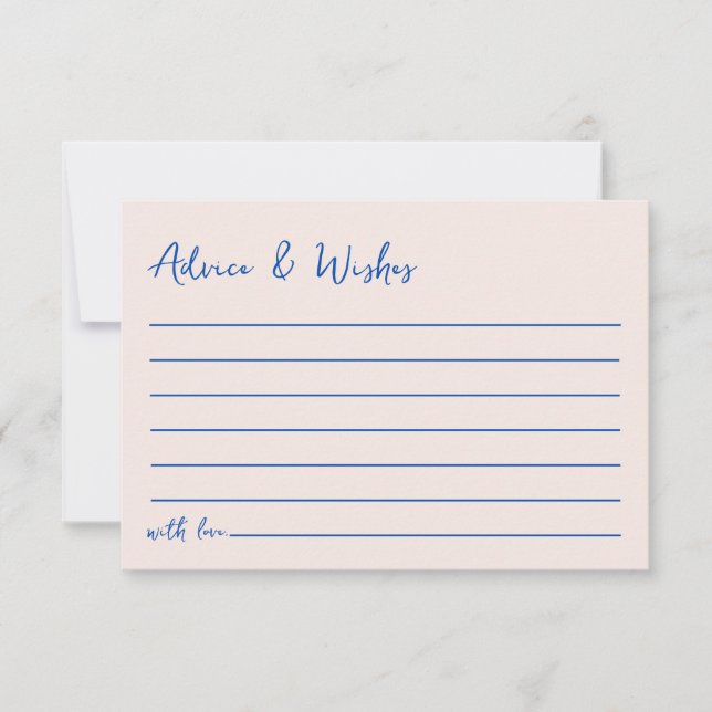 Cartão De Notas Advice & Wishes Blu Hand Drawn Bridal Shower (Frente)
