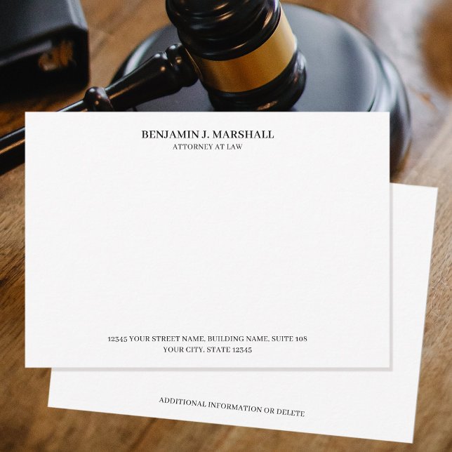 Cartão De Notas Advogado Formal Legal & Profissional Preto (Criador carregado)