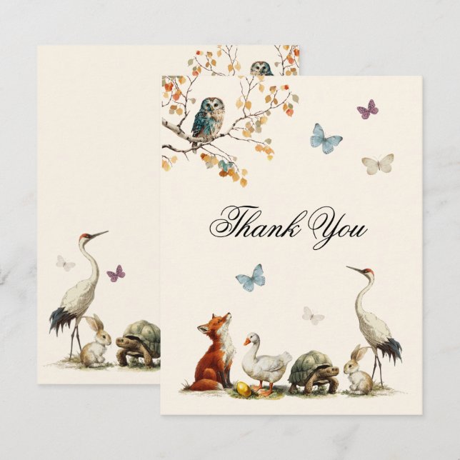 Cartão De Notas Aesop's Storybook Characters Baby Shower (Frente/Verso)