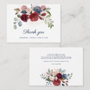 Cartão De Notas Agradecimento de Casamento Floral em Aquarela