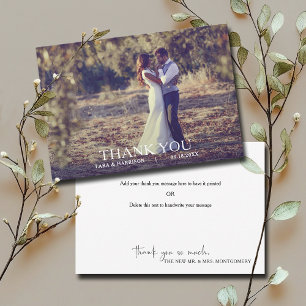 Cartão De Notas Agradecimento de Foto de Casamento Simples Moderno