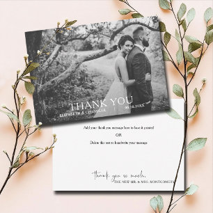 Cartão De Notas Agradecimento de Foto de Casamento Simples Moderno