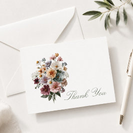 Cartão De Notas Agradecimento Floral Roxo Elegante