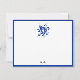 Cartão De Notas Água Azul Índigo Aquarela Floco de Neve Abstrato