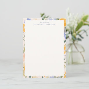 Cartão De Notas Água de Primavera Floral Personalizado Nome da Mes