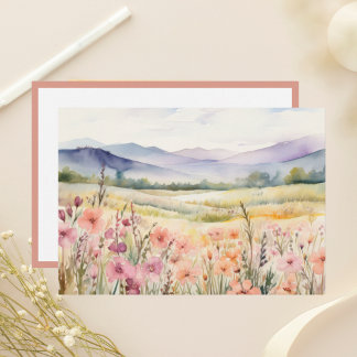 Cartão De Notas Água Pastel Primavera Wildflower Meadow