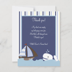 Cartão De Notas Ahoy Mate White Whale 4x5 Flat Obrigado Nota