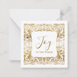 Cartão De Notas Alegria ao mundo Ouro Elegante Personalizado Natal