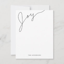 Cartão De Notas Alegria Moderno Script Natal Preto e Branco