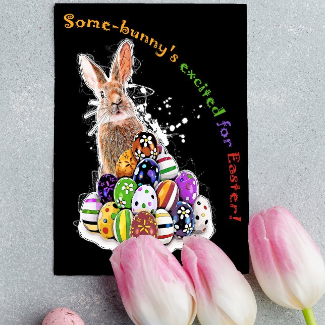 Cartão De Notas Algum coelhinho está animado com a Páscoa! (Some-bunny's excited for Easter! Note Card)