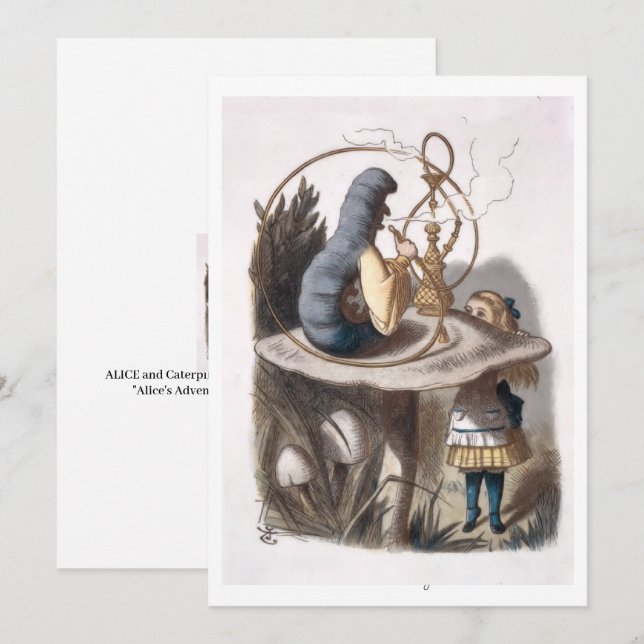 Cartão De Notas ALICE e Caterpillar - Aventuras em Wonderland (Frente/Verso)