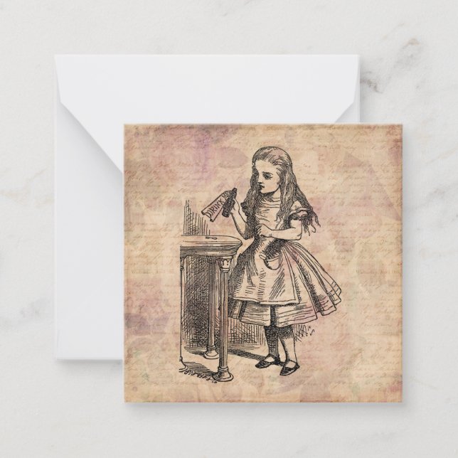 Cartão De Notas Alice no País das Maravilhas beba-me uma garrafa (Frente)