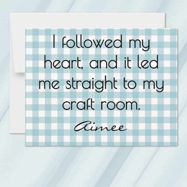 Cartão De Notas All-Occasion Name Blue and White Gingham Flat (Criador carregado)