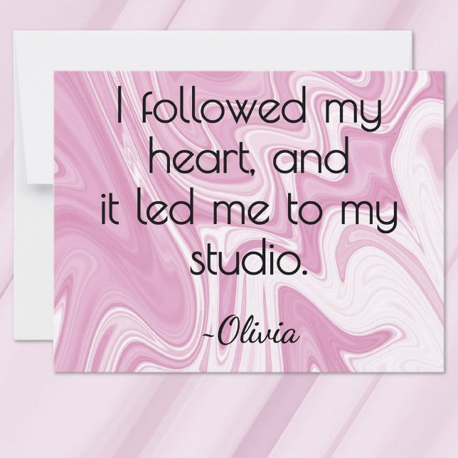 Cartão De Notas  All-Occasion Name Pink and White Marbled Ink Flat (Criador carregado)