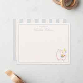 Cartão De Notas Alpaca de Aquarela Doce com Balão Azul Claro
