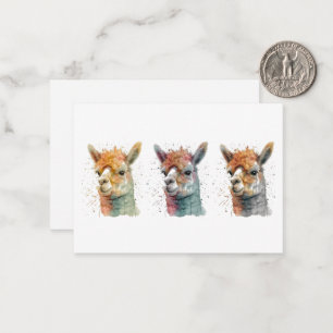 Cartão De Notas Alpacas de Aquarela Whimsical