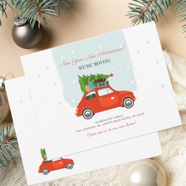 Cartão De Notas Alteração de Endereço em Movimento de Aventuras de (New Year Adventures Change of Address Moving Note Card)