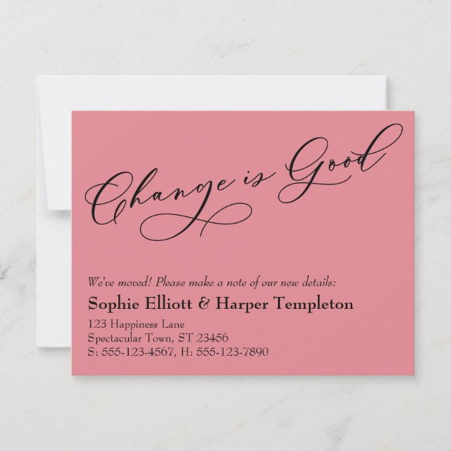 Cartão De Notas Alteração Elegante é um bom lançamento rosa móvel (Frente)