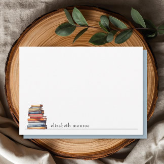 Cartão De Notas Amante de Livros Elegante Personalizado