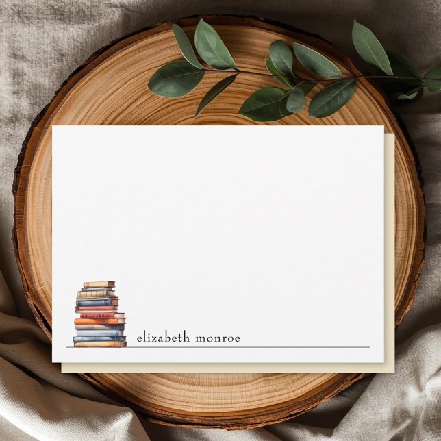 Cartão De Notas Amante de Livros Personalizado Elegante (Criador carregado)