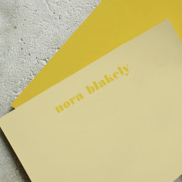 Cartão De Notas Amarelo Manteiga Simples Personalizado