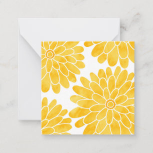 Cartão De Notas Amarelo Watercolor Zinnias