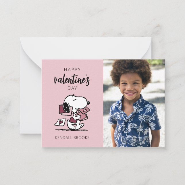 Cartão De Notas Amendoins | Snoopy Entrega Valentines (Frente)