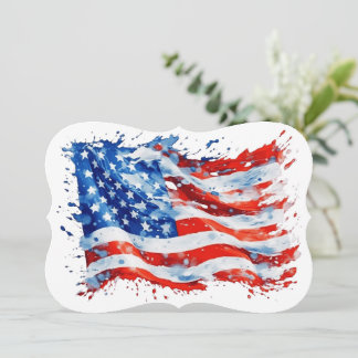 Cartão De Notas American Flag USA Watercolor 4 de julho