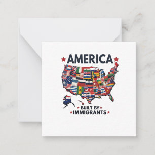 Cartão De Notas Americano Construído por Imigrantes Patriótico Ame
