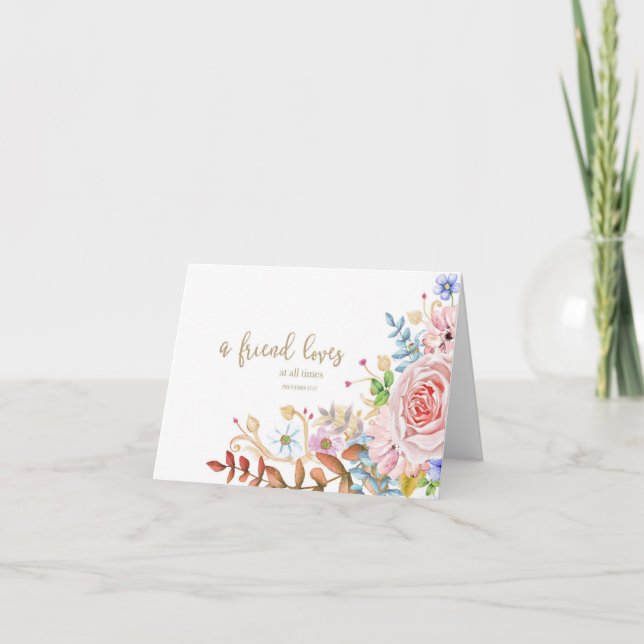 Cartão De Notas Amigos Adoram Sempre Prov 17:17 (Frente)