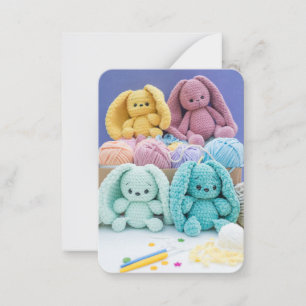 Cartão De Notas Amigos Coelhinhos de Crochê – Estética Aconchegant