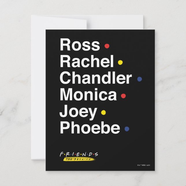 Cartão De Notas AMIGOS™ | Nomes dos caracteres (Frente)