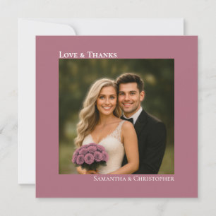 Cartão De Notas Amor & Agradecimento Minimal Pó Rosa Casamento Fot