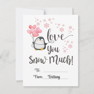 Cartão De Notas Amor - CRIANÇAS Pinguim Fofo Personalizado Dia dos