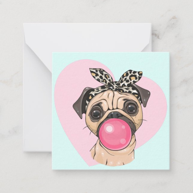 Cartão De Notas Amor de Pug (Frente)