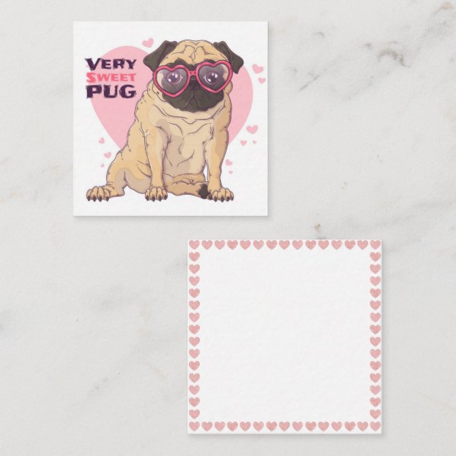 Cartão De Notas Amor de Pug (Frente/Verso)