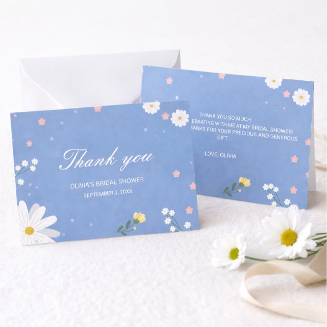 Cartão De Notas An elegant wedding in light blue with wildflowers. (Criador carregado)